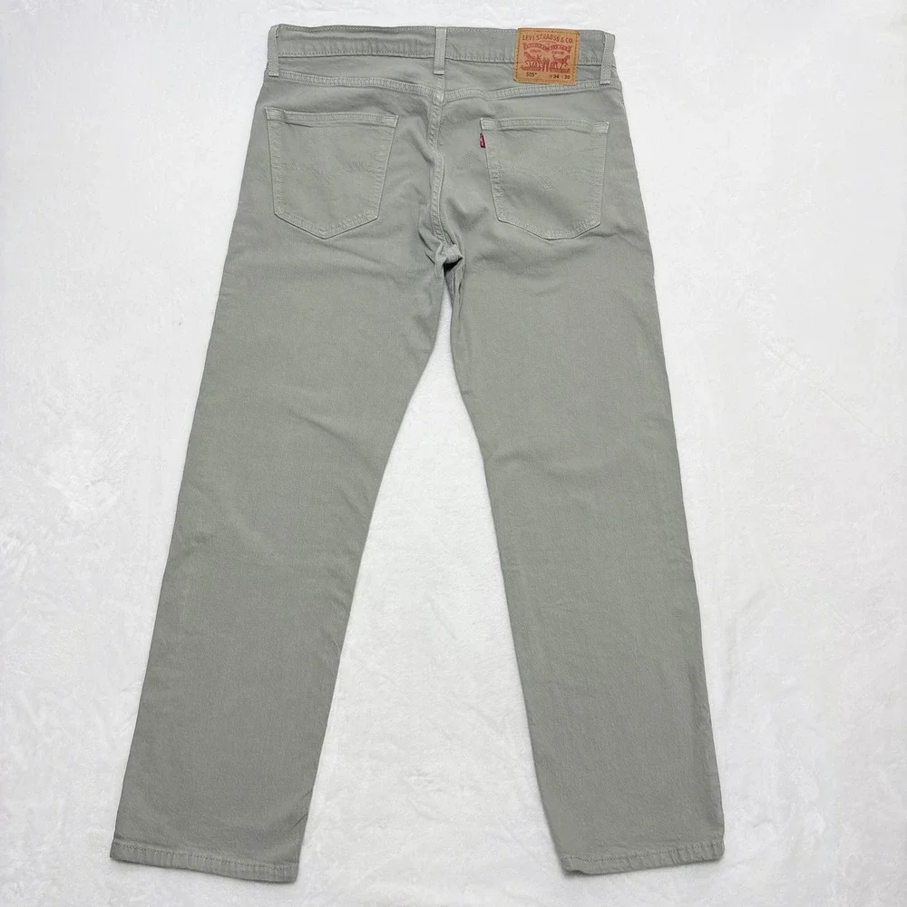 Levi Strauss 505 Straight Leg Denim Pants Olive Gray Size 34x30 Actual 35x28